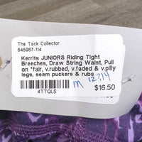 JUNIORS Riding Tight Breeches, Draw String Waist, Pull on *fair, v.rubbed, v.faded & v.pilly legs, seam puckers & rubs
