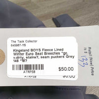 BOYS Fleece Lined Winter Euro Seat Breeches *gc, v.dirty, stains?, seam puckers
