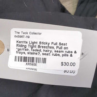 Light Sticky Full Seat Riding Tight Breeches, Pull on *gc/fair, faded, hairy, seam rubs & frays, stains?, seat: rubs, pills & peeling
