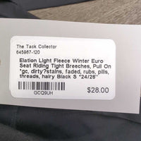 Light Fleece Winter Euro Seat Riding Tight Breeches, Pull On *gc, dirty?stains, faded, rubs, pills, threads, hairy
