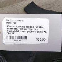 JUNIORS Ribbed Full Seat Breeches, Pull On *vgc, mnr stains?dirt, seam puckers
