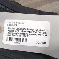JUNIORS Sticky Full Seat Riding Tight Breeches, Pull On *gc, mnr snags, undone seams, frays & hair
