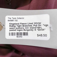 Fleece Lined Winter Riding Tight Breeches, Pull On *vgc, seam puckers, mnr stains?dirt, peeled logos
