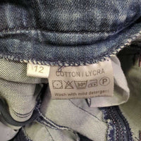 JUNIORS Denim Breeches *gc, seam puckers, rubs & faded, hairy velcro, curled ankle edge & inner waist
