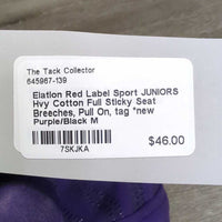 JUNIORS Hvy Cotton Full Sticky Seat Breeches, Pull On, tag *new
