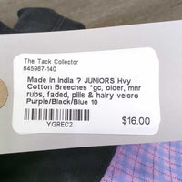 JUNIORS Hvy Cotton Breeches *gc, older, mnr rubs, faded, pills & hairy velcro
