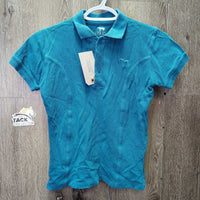 JUNIORS SS Polo Shirt, 1/4 button *gc, faded seams, collar stains
