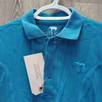 JUNIORS SS Polo Shirt, 1/4 button *gc, faded seams, collar stains
