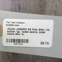 JUNIORS SS Polo Shirt, 1/4 button *gc, faded seams, collar stains
