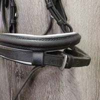 Soft Rsd/Padded Bridle, Flash, Braided Reins *gc, clean, marker, older, chews, rubs, mnr pulled stitching
