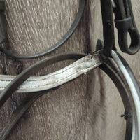 Soft Rsd/Padded Bridle, Flash, Braided Reins *gc, clean, marker, older, chews, rubs, mnr pulled stitching
