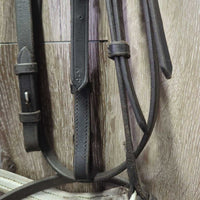 Soft Rsd/Padded Bridle, Flash, Braided Reins *gc, clean, marker, older, chews, rubs, mnr pulled stitching
