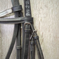 Soft Rsd/Padded Bridle, Flash, Braided Reins *gc, clean, marker, older, chews, rubs, mnr pulled stitching
