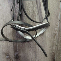 Soft Rsd/Padded Bridle, Flash, Braided Reins *gc, clean, marker, older, chews, rubs, mnr pulled stitching
