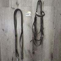Rsd/FS Padded Thick Soft Bridle, Bling Browband, Rsd/FS Rubber Reins *gc, clean & dirty, film, rubs, faded, scrapes, dry, stiff, mismatched
