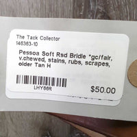 Soft Rsd Bridle *gc/fair, v.chewed, stains, rubs, scrapes, older
