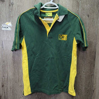 SS Polo Shirt, 1/4 Button Up *gc, hairy, older, faded edges, thread
