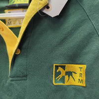 SS Polo Shirt, 1/4 Button Up *gc, hairy, older, faded edges, thread
