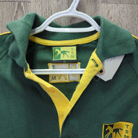 SS Polo Shirt, 1/4 Button Up *gc, hairy, older, faded edges, thread
