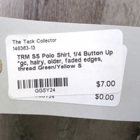 SS Polo Shirt, 1/4 Button Up *gc, hairy, older, faded edges, thread
