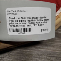 Quilt Dressage Saddle Pad, x2 piping *gc/fair, holey edges, pilly, rubs, mnr faded, hair, stains, threads
