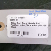 Thick Quilt Baby Saddle Pad *gc/fair, faded, linty, rubs, pills, hair
