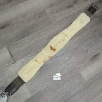 FS Leather Girth, x2 els, D Ring, Sheepskin Velcro Liner *vgc, clean, stains, scratches, liner: mnr shrunk/short
