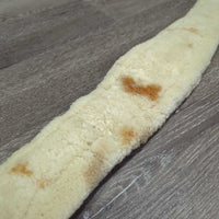 FS Leather Girth, x2 els, D Ring, Sheepskin Velcro Liner *vgc, clean, stains, scratches, liner: mnr shrunk/short
