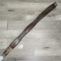 Padded Leather Girth, els *gc/fair, older, clean, torn els, faded, rubs, hairy seams, older, dry, stiff
