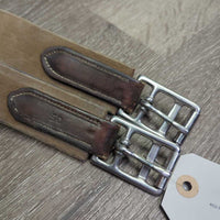 Padded Leather Girth, els *gc/fair, older, clean, torn els, faded, rubs, hairy seams, older, dry, stiff
