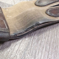 Padded Leather Girth, els *gc/fair, older, clean, torn els, faded, rubs, hairy seams, older, dry, stiff
