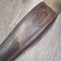 Padded Leather Girth, els *gc/fair, older, clean, torn els, faded, rubs, hairy seams, older, dry, stiff
