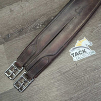 Padded Leather Girth, els *gc/fair, older, clean, torn els, faded, rubs, hairy seams, older, dry, stiff
