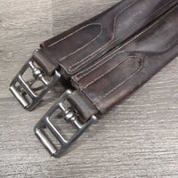 Padded Leather Girth, els *gc/fair, older, clean, torn els, faded, rubs, hairy seams, older, dry, stiff
