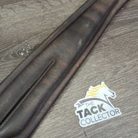 Padded Leather Girth, els *gc/fair, older, clean, torn els, faded, rubs, hairy seams, older, dry, stiff
