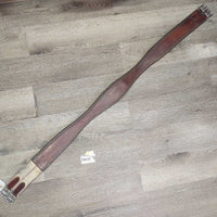 FS Padded Leather Girth, els *gc/fair, older, dry, v.cracked, rubs, stains, torn/holey elastic, scrapes, clean
