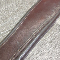 FS Padded Leather Girth, els *gc/fair, older, dry, v.cracked, rubs, stains, torn/holey elastic, scrapes, clean
