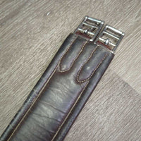 FS Padded Leather Girth, els *gc/fair, older, dry, v.cracked, rubs, stains, torn/holey elastic, scrapes, clean
