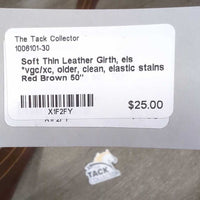 Soft Thin Leather Girth, els *vgc/xc, older, clean, elastic stains
