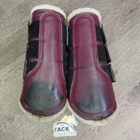 Pr Closed Boots, Wool Fleece, velcro *gc/fair, dirty, thin & unstitched seams, stains, scrapes, clumpy
