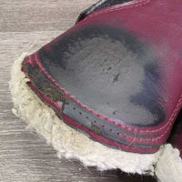 Pr Closed Boots, Wool Fleece, velcro *gc/fair, dirty, thin & unstitched seams, stains, scrapes, clumpy

