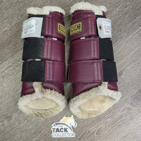 Pr Closed Boots, Wool Fleece, velcro *gc/fair, dirty, thin & unstitched seams, stains, scrapes, clumpy
