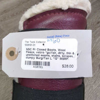 Pr Closed Boots, Wool Fleece, velcro *gc/fair, dirty, thin & unstitched seams, stains, scrapes, clumpy
