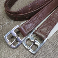 Pr Nylon Lined Stirrup Leathers *fair/gc, threads, rubs, creases, stiff, v.rubbed, holes, stains
