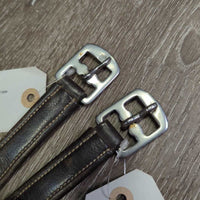 Pr Soft Nylon Lined Stirrup Leathers *gc, rubs, mnr dirt, faded, dents, threads, stretched holes

