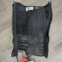 Leather Half Chaps *gc, curled, dirt, rubs, faded, creases, residue, older
