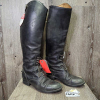 Field Boots, Zips *gc/fair, faded, calves: rubs & thin, peeling & curled edges, older, loose toes, scrapes
