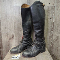 Field Boots, Zips *gc/fair, faded, calves: rubs & thin, peeling & curled edges, older, loose toes, scrapes
