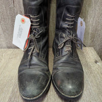 Field Boots, Zips *gc/fair, faded, calves: rubs & thin, peeling & curled edges, older, loose toes, scrapes
