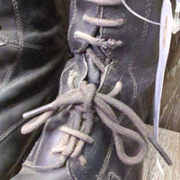 Field Boots, Zips *gc/fair, faded, calves: rubs & thin, peeling & curled edges, older, loose toes, scrapes
